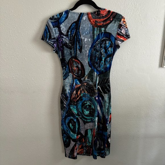 JOSEPH RIBKOFF Blue Multicolor Velvet Dress EUC (4) - Picture 8 of 9